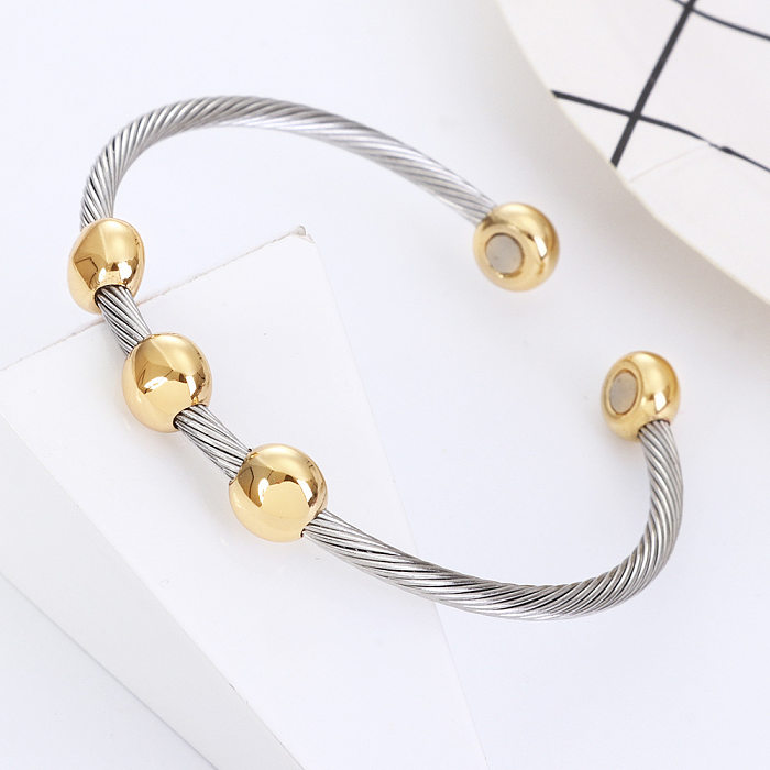 Bracelet magnétique ovale en acier inoxydable de style simple et décontracté