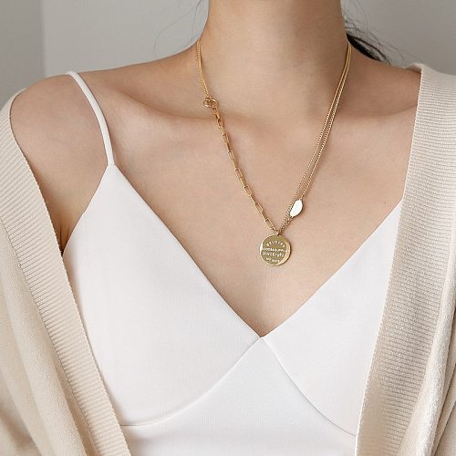 Simple Style Round Stainless Steel  Patchwork Layered Necklaces