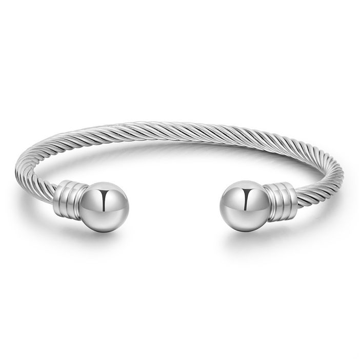 Bracelet en câble métallique à perles rondes, en acier titane, ouvert, vente en gros