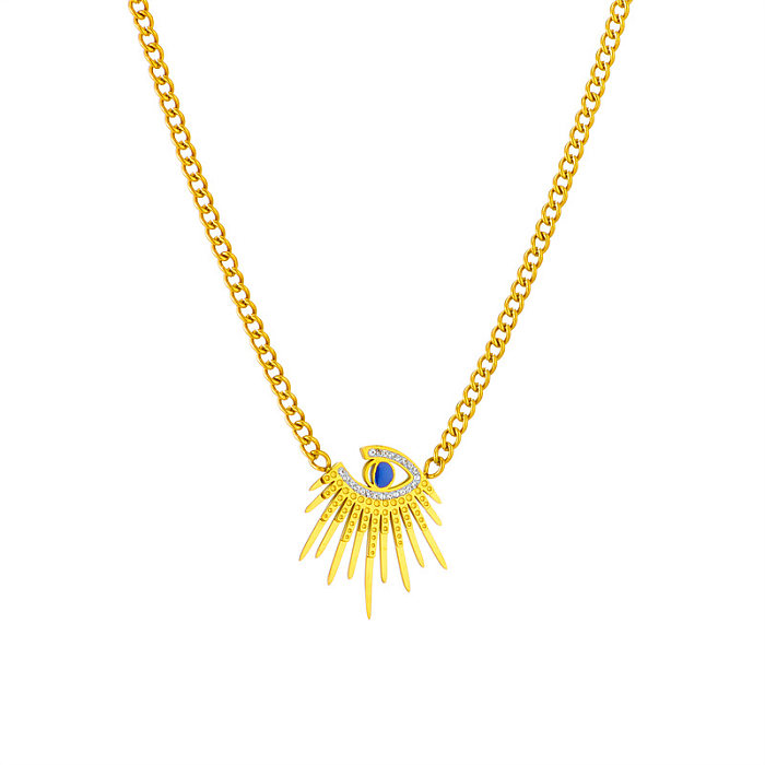 Schlichte Teufelsauge-Halskette aus Edelstahl mit 18 Karat Goldplattierung und künstlichem Diamant-Anhänger in großen Mengen
