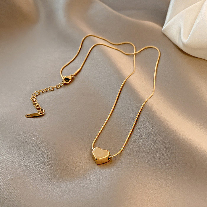 Colar banhada a ouro de aço inoxidável dos retalhos 18K da forma simples do coração do estilo