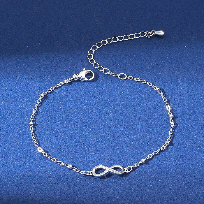 Bracelets en Zircon plaqué argent, vente en gros, numéro de Style Simple, incrustation de placage en acier inoxydable