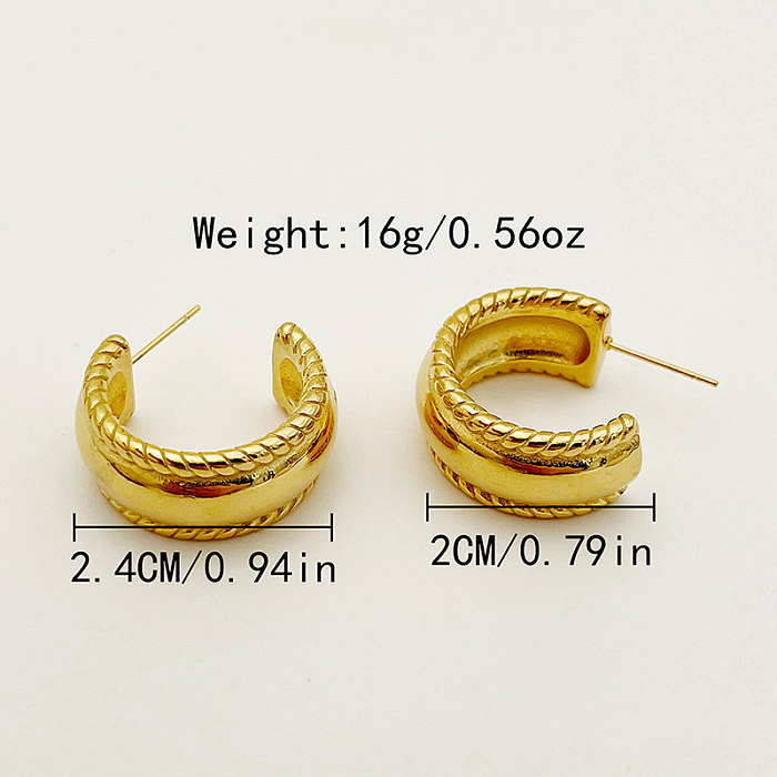 1 Pair Casual Retro Simple Style C Shape Plating Stainless Steel  Gold Plated Ear Studs