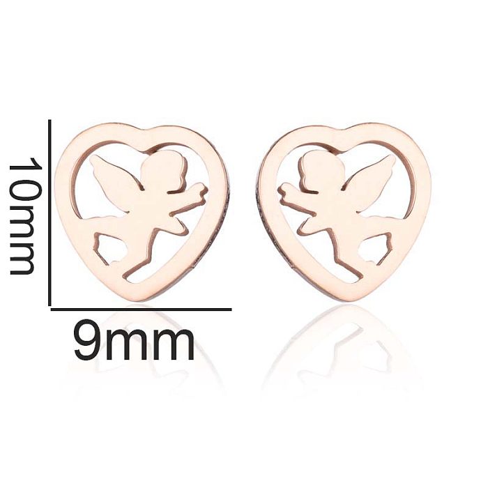 1 Pair Simple Style Heart Shape Polishing Plating Stainless Steel  18K Gold Plated Ear Studs