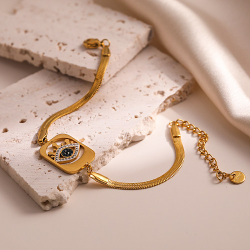 Bracelets en Zircon plaqué or 18 carats, Style Vintage, Style Simple, œil du diable, incrustation en acier, vente en gros
