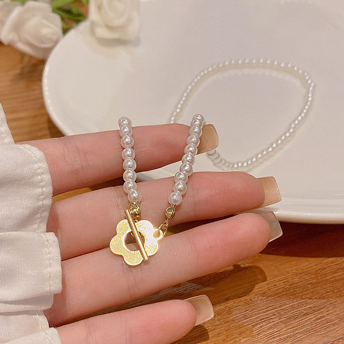Mode-Halskette mit Schleifenknoten, Edelstahl-Inlay, künstlicher Diamant-Anhänger, 1 Stück
