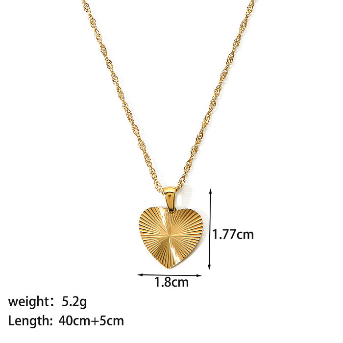 Modern Style Moon Heart Shape Stainless Steel  Stainless Steel Plating Inlay Artificial Gemstones Gold Plated Pendant Necklace