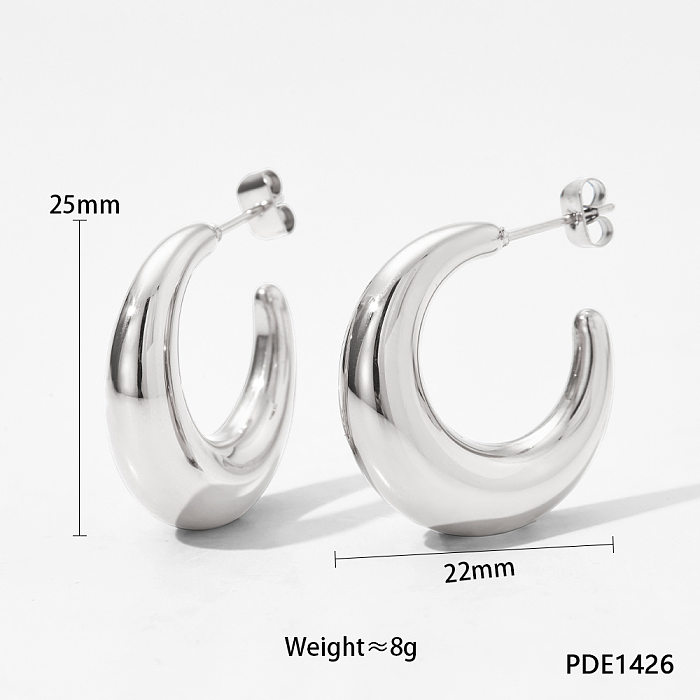 1 Pair Simple Style C Shape Plating Stainless Steel  14K Gold Plated White Gold Plated Gold Plated Ear Studs