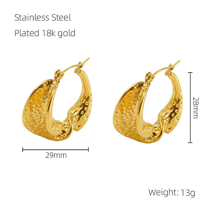 1 par de aretes chapados en oro de 18 quilates con incrustaciones de circonita y acero inoxidable geométrico retro glamoroso