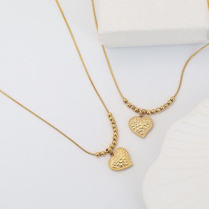 أزياء شكل قلب الفولاذ المقاوم للصدأ قلادة مطلية بالذهب 1 قطعة