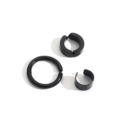 British Style Solid Color Stainless Steel  Ear Clips 3 Pieces