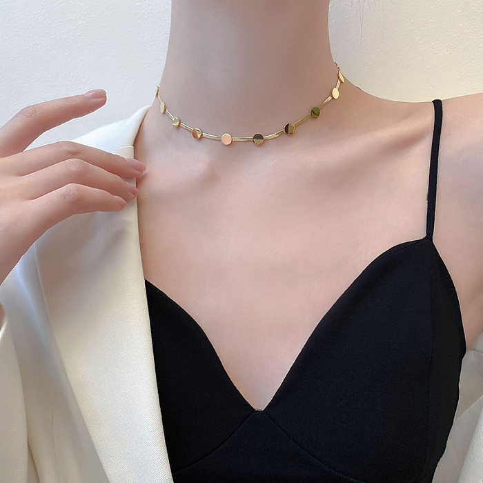 Fashion Simple Gold Stainless Steel Necklace Choker Necklace