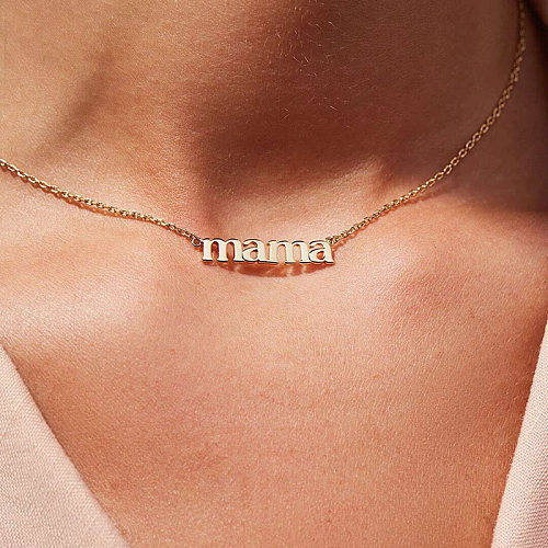 1 Piece Fashion MAMA Letter Stainless Steel Polishing Necklace
