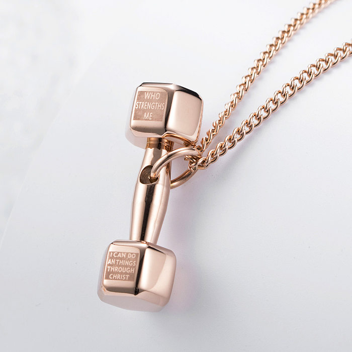 Fashion Fitness Dumbbell Barbell Pendant Stainless Steel Necklace