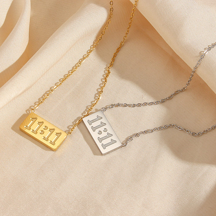 Collar De Acero Inoxidable Con Números De Caja De Letras Chapado En Oro De 18 Quilates A La Moda