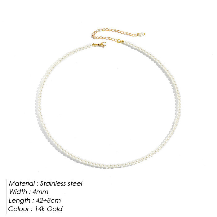 Collier de placage de perles d'imitation de coquille de perle d'acier inoxydable de forme de coeur de dame