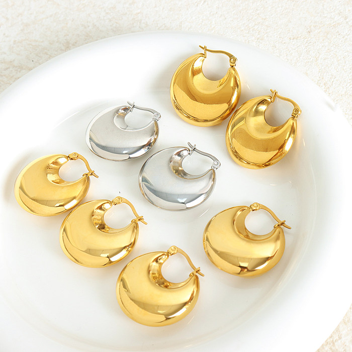 1 Pair Simple Style Solid Color Plating Stainless Steel Stainless Steel 18K Gold Plated Ear Studs