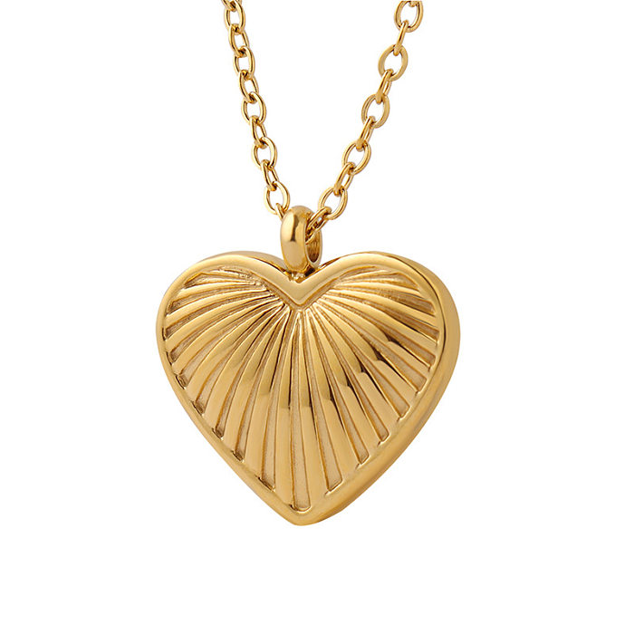 French Style Heart Shape Stainless Steel Chain Pendant Necklace