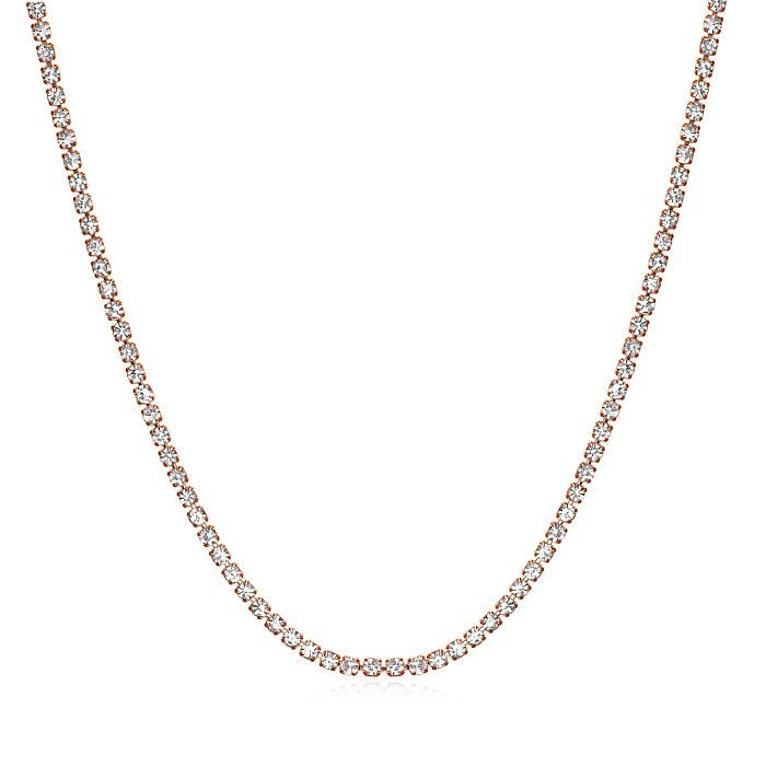 Mode einfarbig Edelstahl Edelstahl Inlay künstliche Diamant Halskette 1 Stück