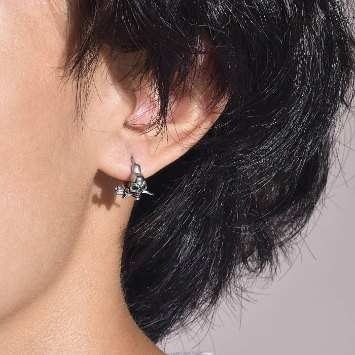Boucles d'oreilles de polissage en acier inoxydable, 1 pièce, crâne punk