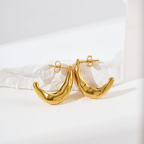 1 Paar vergoldete Ohrringe aus Edelstahl im schlichten Stil mit Punktbeschichtung