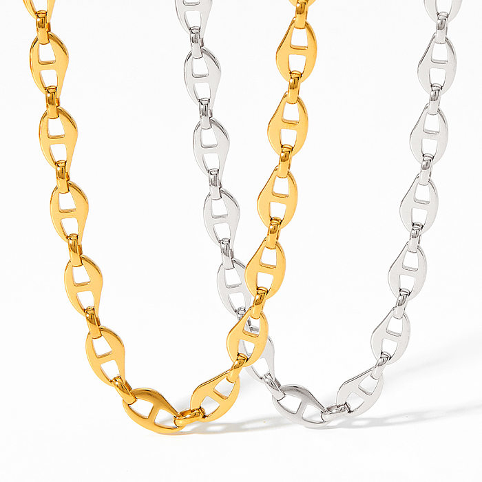 Collar chapado en oro de 14 quilates con revestimiento de acero inoxidable geométrico de estilo clásico
