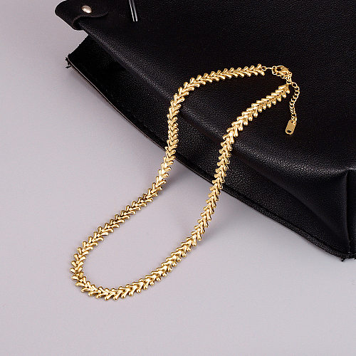 Stainless Steel New Wheat Spike Chain Cuban Chain Necklace Women's Simple Necklace