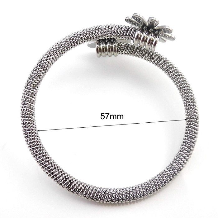 1 pièce de bracelet plaqué acier titane fleur à la mode