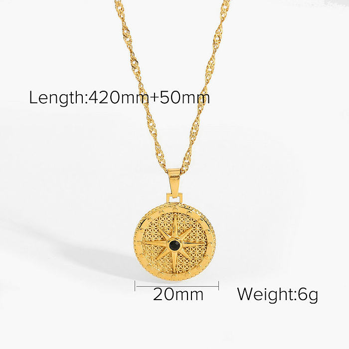 Trend Eight-pointed Star Diamond Pendant Stainless Steel  Necklace