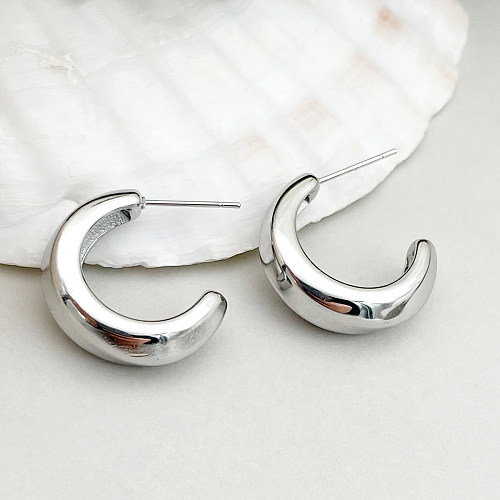 1 Pair Simple Style Commute C Shape Polishing Stainless Steel  Ear Studs