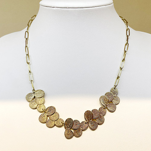 Luxuriöse Streetwear-Blume-Halskette aus Edelstahl mit polierter Vergoldung