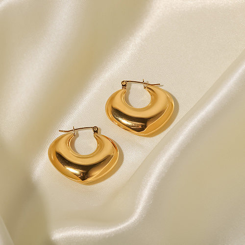 Brincos de aço inoxidável geométricos de estilo simples Brincos de aço inoxidável banhados a ouro