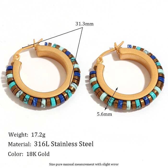 1 Pair Elegant Vintage Style Geometric Plating Stainless Steel  18K Gold Plated Hoop Earrings
