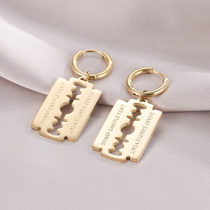 1 Pair Vintage Style Blade Letter Solid Color Plating Hollow Out Stainless Steel  14K Gold Plated Drop Earrings