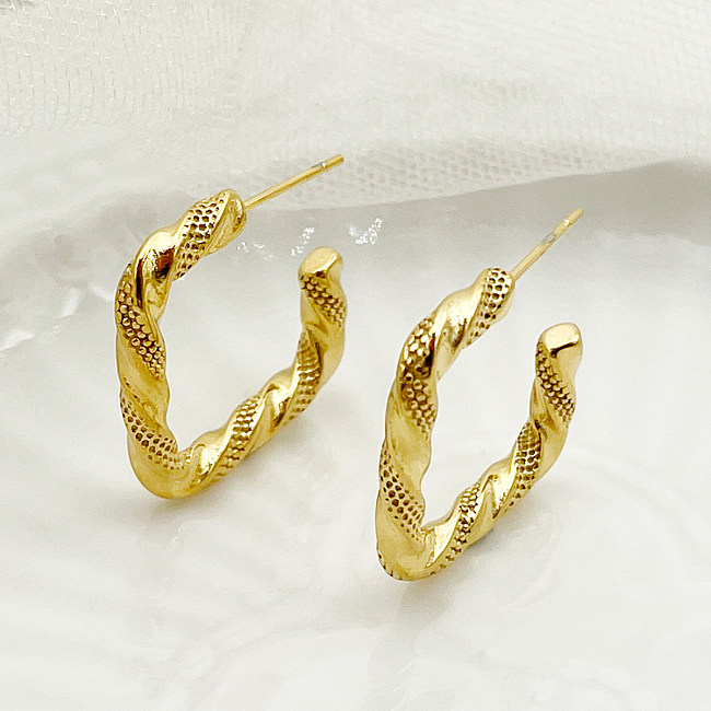 1 par de brincos de orelha banhados a ouro de aço inoxidável estilo romano estilo vintage