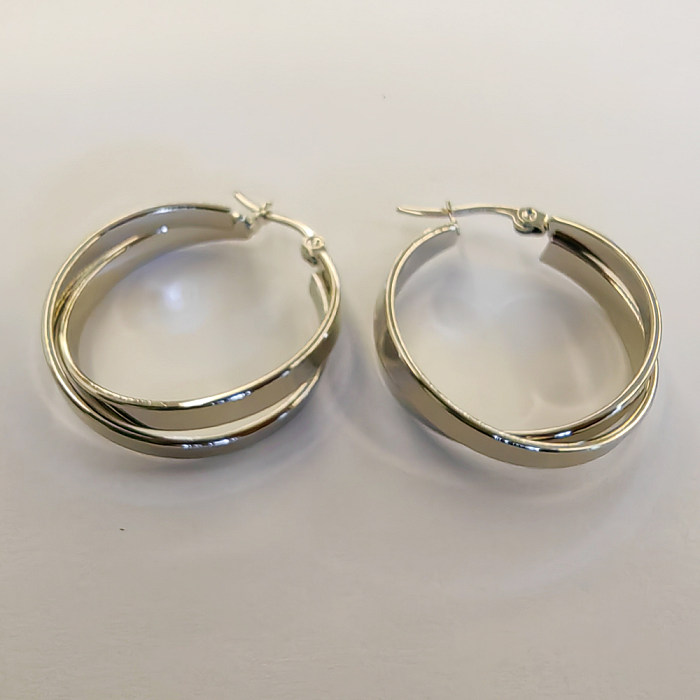 1 Pair Casual Modern Style Circle Stainless Steel  Stainless Steel Polishing Plating Earrings