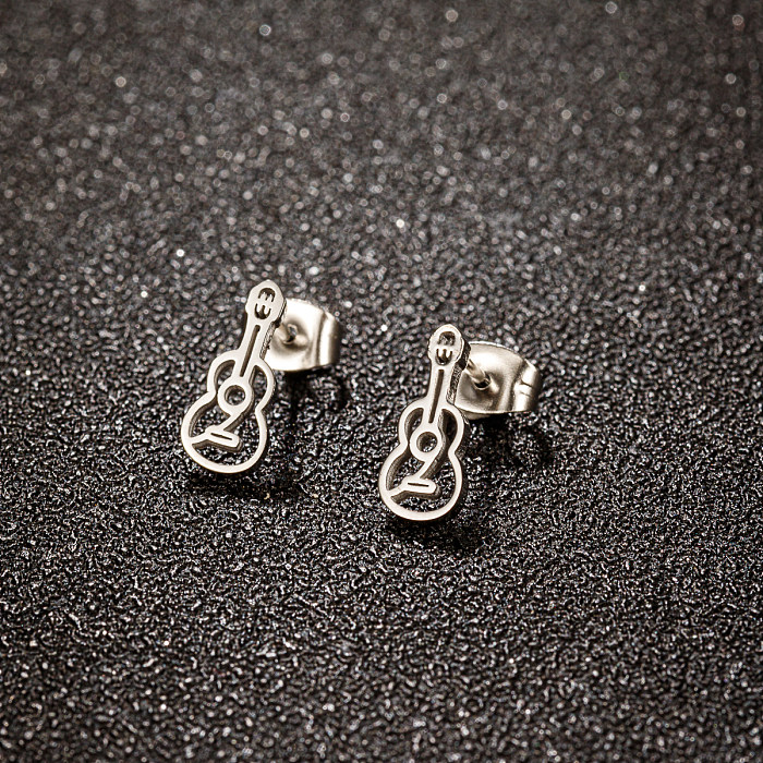 1 Pair Simple Style Cello Polishing Plating Hollow Out Stainless Steel  18K Gold Plated Ear Studs