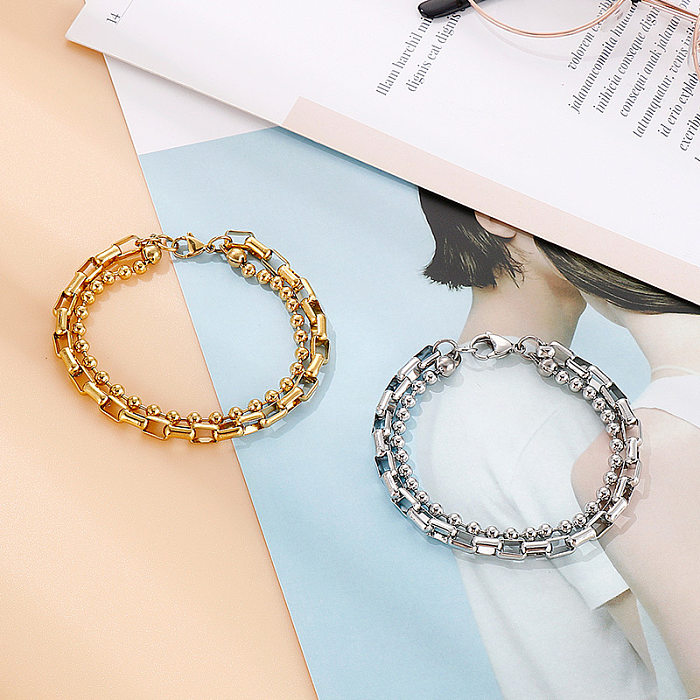 Stainless Steel Round Bead Chain Double Layer Bracelet Wholesale Jewelry jewelry