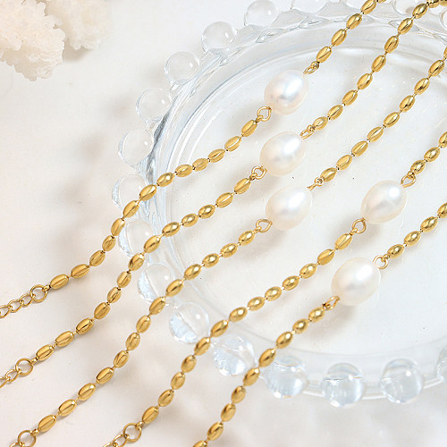 Modische Perlenarmbänder mit geometrischer Titanstahlbeschichtung