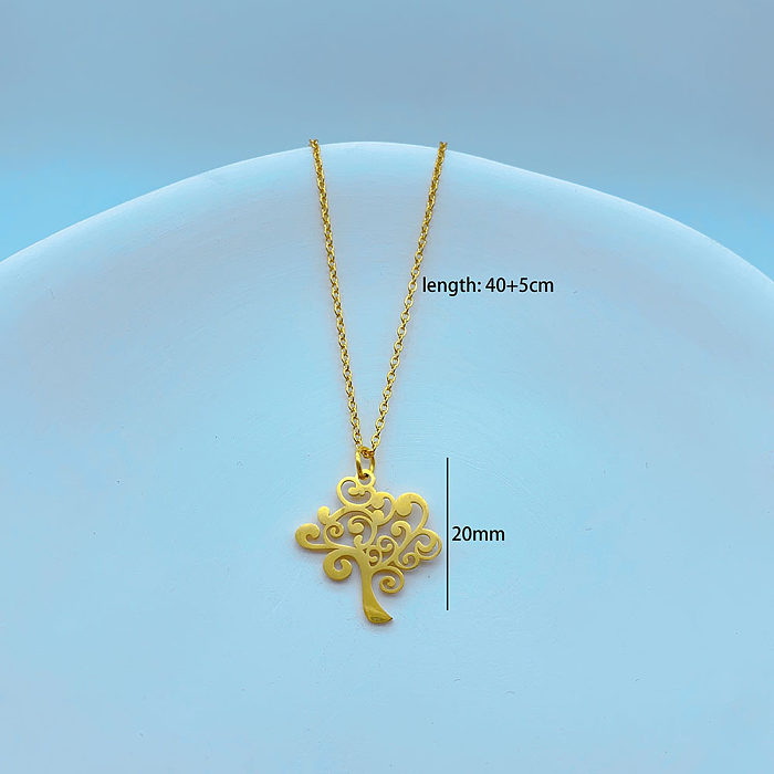 Einfache Halskette mit Traumfänger-Pflanzen-Anhänger aus Edelstahl im Großhandel
