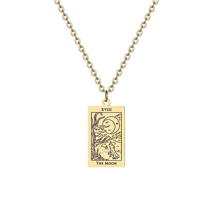 Fashion Tarot Square Stainless Steel Plating Pendant Necklace 1 Piece