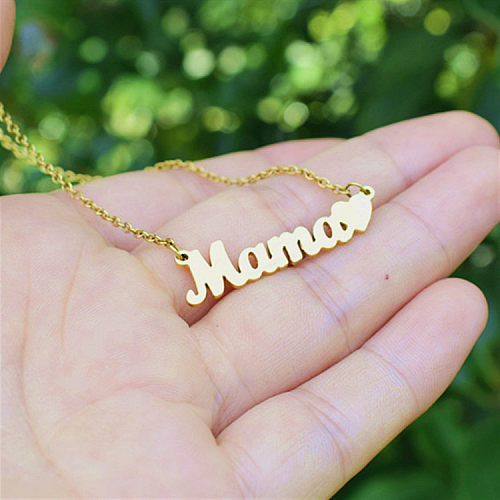 1 Piece Fashion MAMA Letter Heart Shape Stainless Steel  Plating Necklace