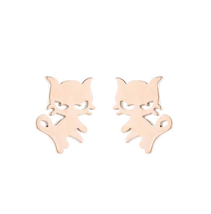 Clous d'oreilles ajourés en acier inoxydable, Style Simple, Animal, 1 paire