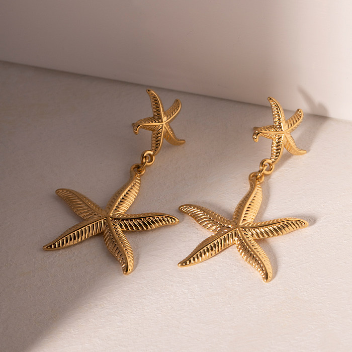 1 Paar IG Style Simple Style Starfish Plating Edelstahl 18K vergoldete Ohrhänger