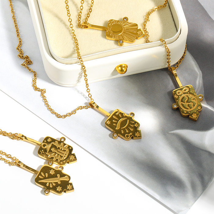 Collar con colgante chapado en oro geométrico de 18 quilates con revestimiento de acero inoxidable de estilo simple