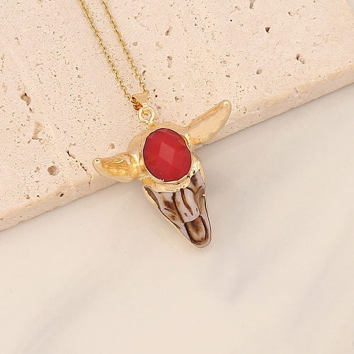 Fashion Cattle Stainless Steel  Plating Inlay Resin Pendant Necklace 1 Piece