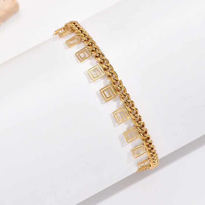Modern Style Geometric Solid Color Stainless Steel Plating 14K Gold Plated Bracelets