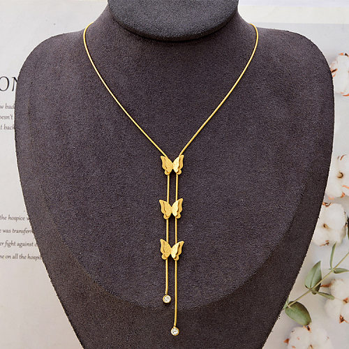 Simple Style Butterfly Stainless Steel Plating Pendant Necklace