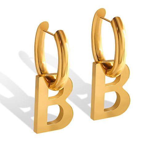 Modische Tropfen-Ohrringe aus Edelstahl mit Buchstaben, 1 Paar