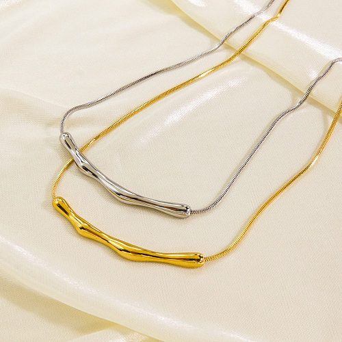 Collar geométrico chapado en oro de 14 quilates con revestimiento de acero inoxidable de estilo simple